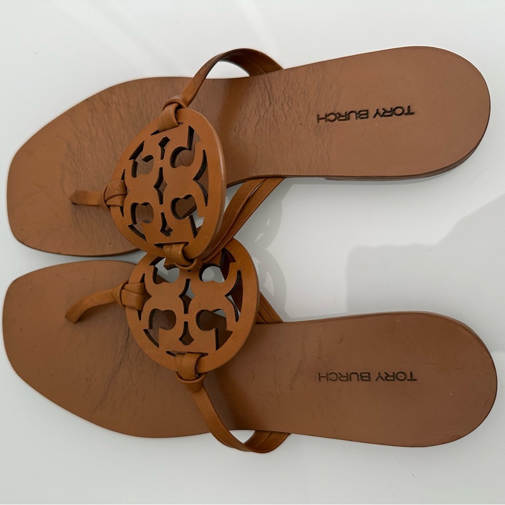 Tory Burch Brown Cutout Slide Sandals